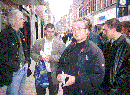 Alexander van Hattem (met bril en Lonsdalejas) op een flyeractie van Nieuw Rechts in Tilburg, 2003