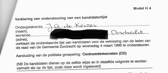 Ondersteuning CD door J.A. de Keizer, maart 1998 (adresgegevens verwijderd door Kafka)
