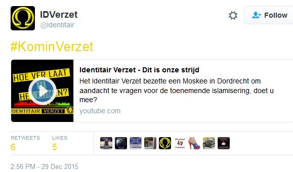Identitair Verzet laat zich inspireren door #kominverzet oproep Wilders